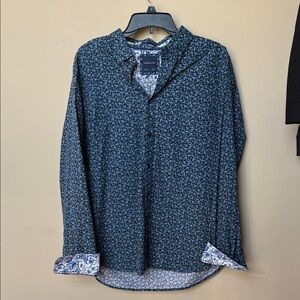 Elegant Men's Black and Blue Patterned Shirt